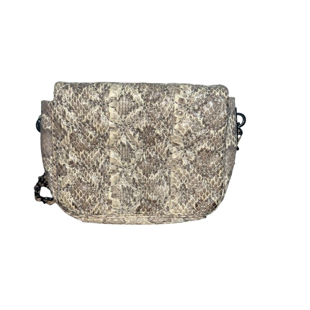 Inge Christopher Genuine Snakeskin Quilted Crossbody Bag Gunmetal Chain Luxury